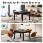 39.4 Inches Square Conference Table with Solid Wood Legs for Meeting Room