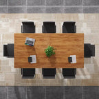 39.4 Inches Square Conference Table with Solid Wood Legs for Meeting Room