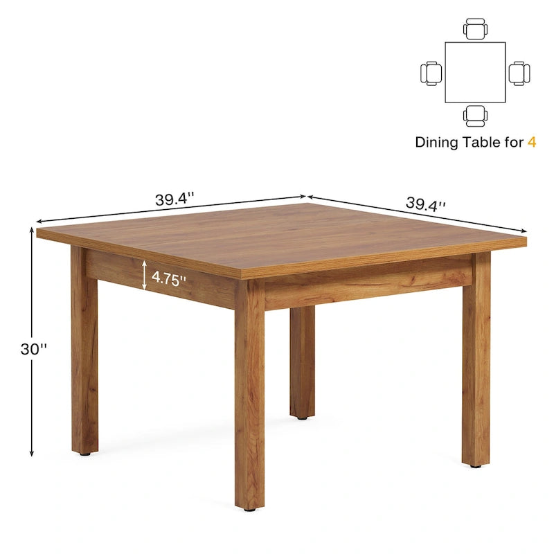 39.4 Inches Square Conference Table with Solid Wood Legs for Meeting Room
