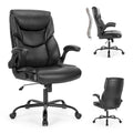 Executive Office PU Leather Desk Chair High Back Flip-Up Armrest Adjustable Ergonomic Home Office Chair