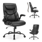 Executive Office PU Leather Desk Chair High Back Flip-Up Armrest Adjustable Ergonomic Home Office Chair
