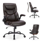 Executive Office PU Leather Desk Chair High Back Flip-Up Armrest Adjustable Ergonomic Home Office Chair