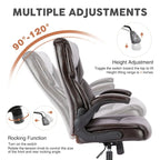 Executive Office PU Leather Desk Chair High Back Flip-Up Armrest Adjustable Ergonomic Home Office Chair