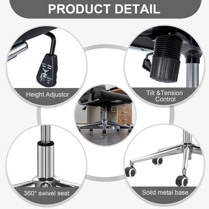 Ergonomic Office Desk Chair PU Leather Height Adjustable Swivel Chair