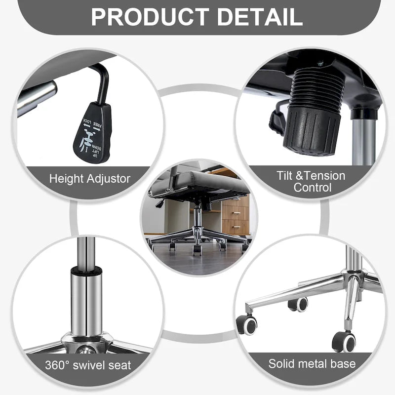 Ergonomic Office Desk Chair PU Leather Height Adjustable Swivel Chair