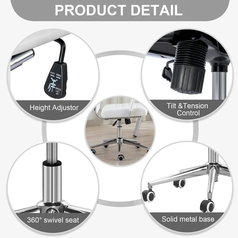 Ergonomic Office Desk Chair PU Leather Height Adjustable Swivel Chair