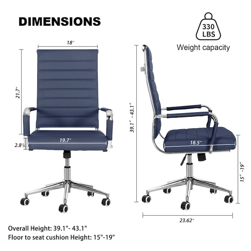 Ergonomic Office Desk Chair PU Leather Height Adjustable Swivel Chair