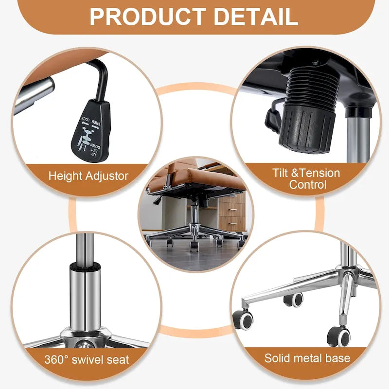 Ergonomic Office Desk Chair PU Leather Height Adjustable Swivel Chair