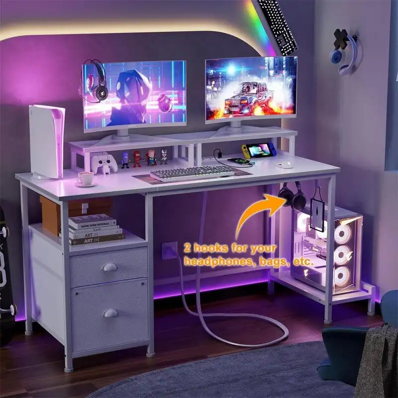 White Computer Desk with Drawer