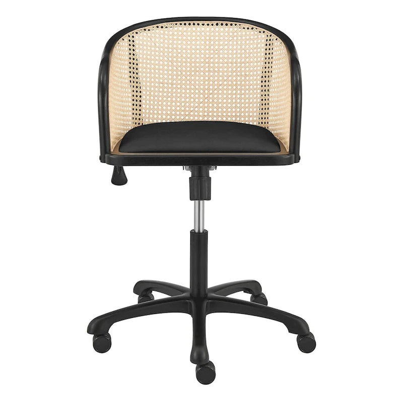 Elsy Office Chair in Black with Black Velvet Seat and Black Base