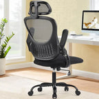 Office Computer Desk Chair, Ergonomic High-Back Mesh Rolling Work Chairs with Wheels Adjustable Headrests, Comfy Flip-up Arms