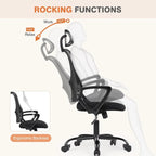 Office Computer Desk Chair, Ergonomic High-Back Mesh Rolling Work Chairs with Wheels Adjustable Headrests, Comfy Flip-up Arms