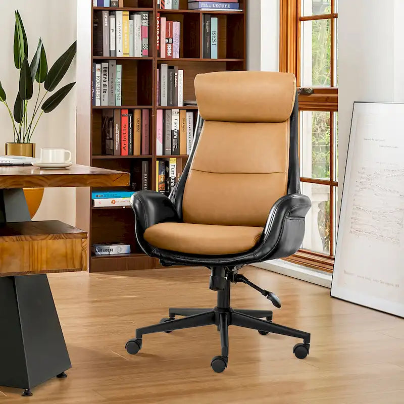 Modern High-Back Leatherette Adjustable Swivel Executive Office Chair by Glitzhome