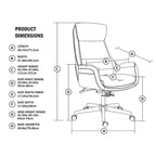 Modern High-Back Leatherette Adjustable Swivel Executive Office Chair by Glitzhome