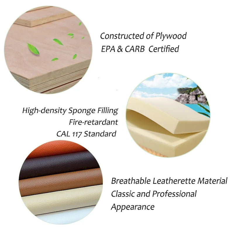 Modern High-Back Leatherette Adjustable Swivel Executive Office Chair by Glitzhome