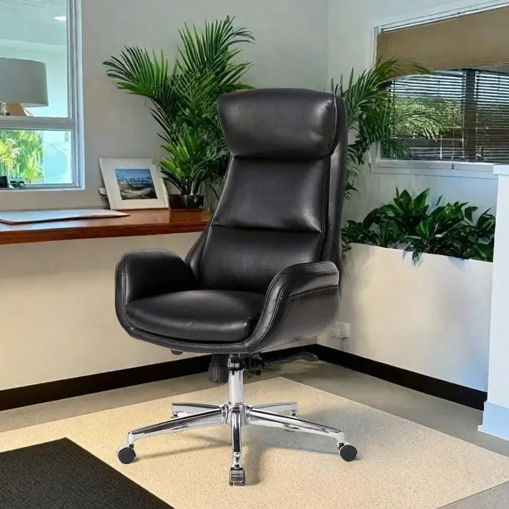 Modern High-Back Leatherette Adjustable Swivel Executive Office Chair by Glitzhome
