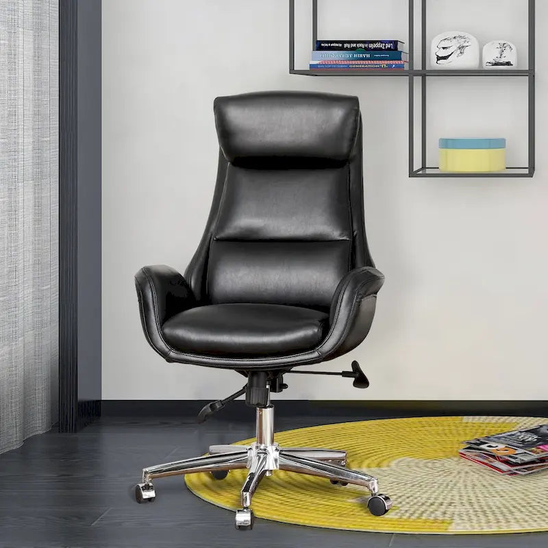 Modern High-Back Leatherette Adjustable Swivel Executive Office Chair by Glitzhome