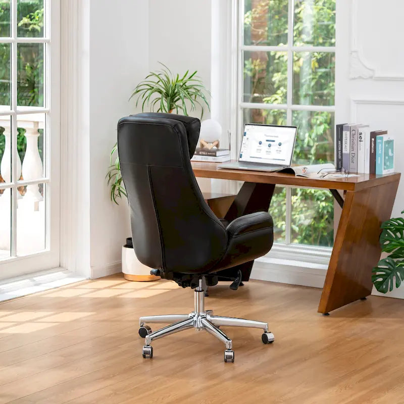 Modern High-Back Leatherette Adjustable Swivel Executive Office Chair by Glitzhome