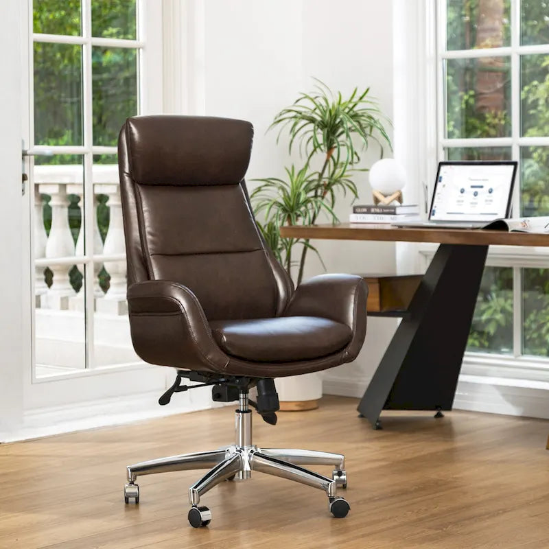 Modern High-Back Leatherette Adjustable Swivel Executive Office Chair by Glitzhome