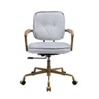Office Chair with Faux Leather Upholstery, Vintage White and Brown