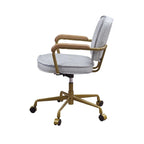 Office Chair with Faux Leather Upholstery, Vintage White and Brown