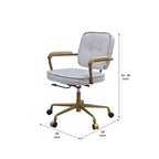 Office Chair with Faux Leather Upholstery, Vintage White and Brown