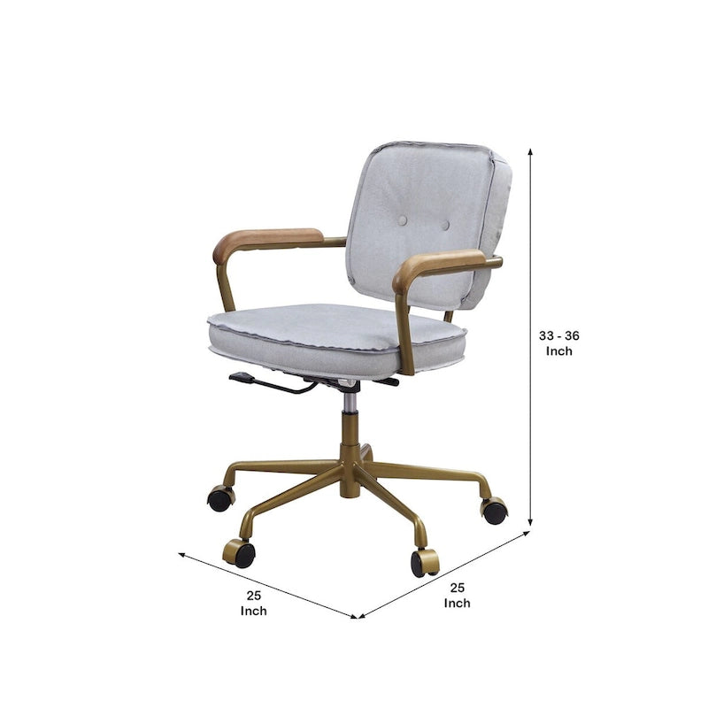 Office Chair with Faux Leather Upholstery, Vintage White and Brown