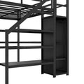 Twin XL Size Metal Loft Bed with Wardrobe,Adjustable Shelf,L-shaped Desk and USB