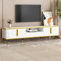 Luxury Minimalism TV Stand with Open Storage Shelf for TVs Up to 85, Entertainment Center with Cabinets and Drawers