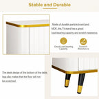 Luxury Minimalism TV Stand with Open Storage Shelf for TVs Up to 85, Entertainment Center with Cabinets and Drawers