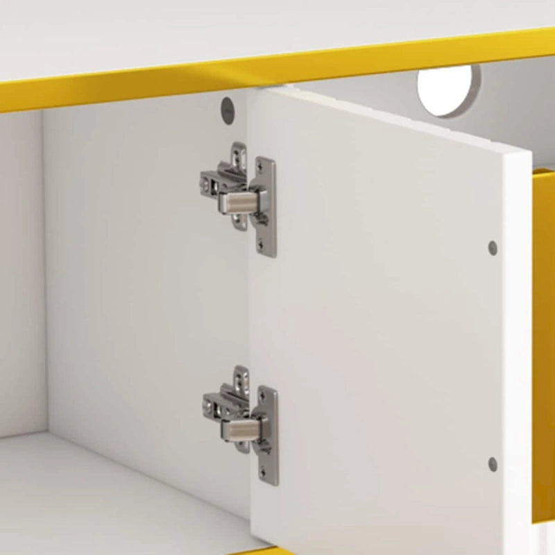 Luxury Minimalism TV Stand with Open Storage Shelf for TVs Up to 85, Entertainment Center with Cabinets and Drawers