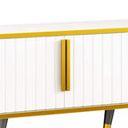 Luxury Minimalism TV Stand with Open Storage Shelf for TVs Up to 85, Entertainment Center with Cabinets and Drawers