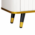 Luxury Minimalism TV Stand with Open Storage Shelf for TVs Up to 85, Entertainment Center with Cabinets and Drawers