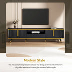 Luxury Minimalism TV Stand with Open Storage Shelf for TVs Up to 85, Entertainment Center with Cabinets and Drawers