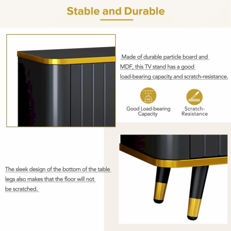 Luxury Minimalism TV Stand with Open Storage Shelf for TVs Up to 85, Entertainment Center with Cabinets and Drawers