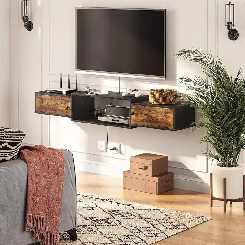 Modern Wall Mounted Media Console Shelf - 11.D x 55W x 7.9H