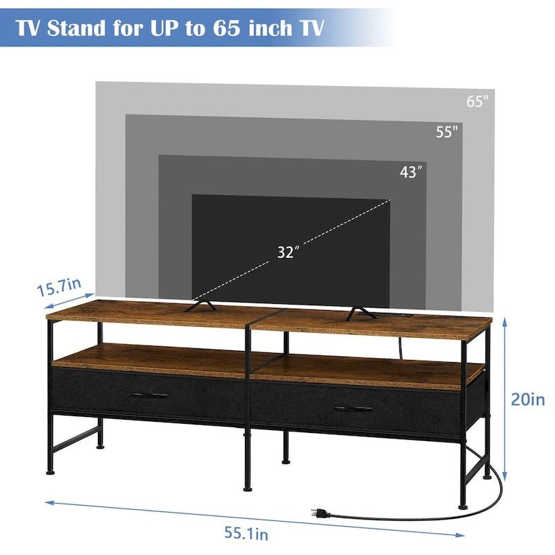 TV Stand Entertainment Center with Storage Drawers