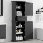 Tall Bathroom Storage Cabinet with Drawer and Adjustable Shelf
