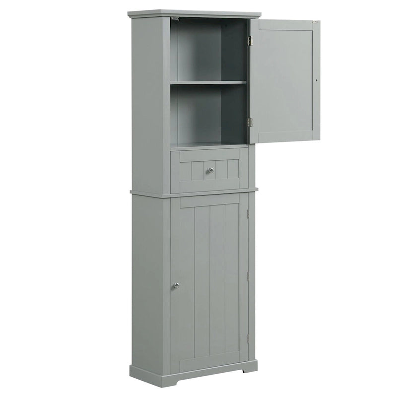 Tall Bathroom Storage Cabinet with Drawer and Adjustable Shelf