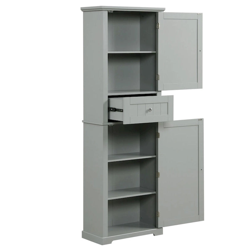 Tall Bathroom Storage Cabinet with Drawer and Adjustable Shelf