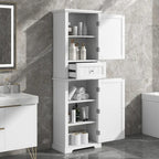 Tall Bathroom Storage Cabinet with Drawer and Adjustable Shelf
