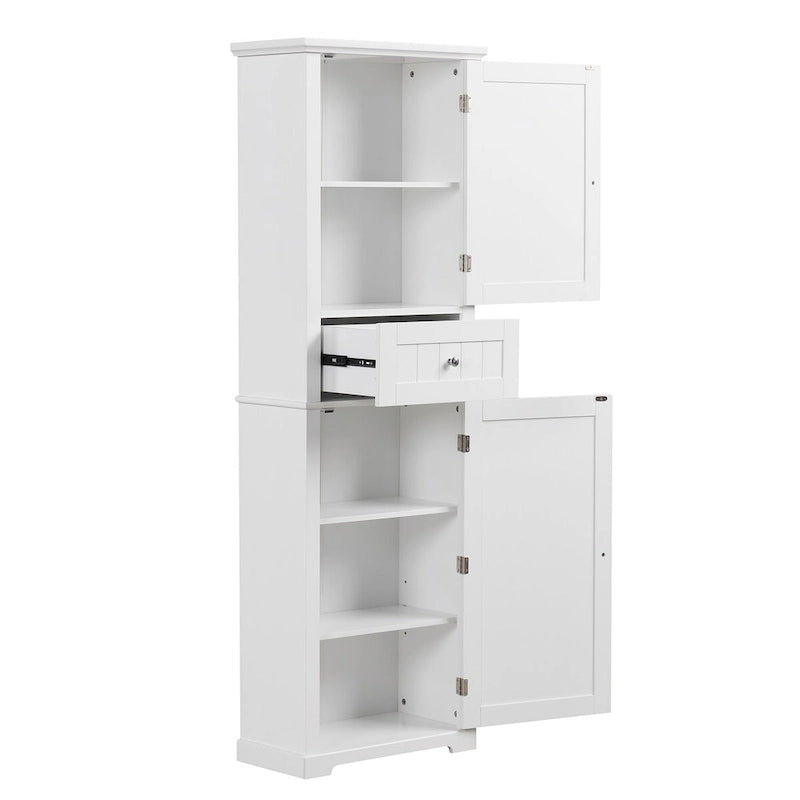 Tall Bathroom Storage Cabinet with Drawer and Adjustable Shelf