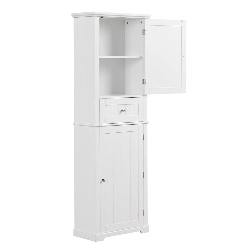 Tall Bathroom Storage Cabinet with Drawer and Adjustable Shelf