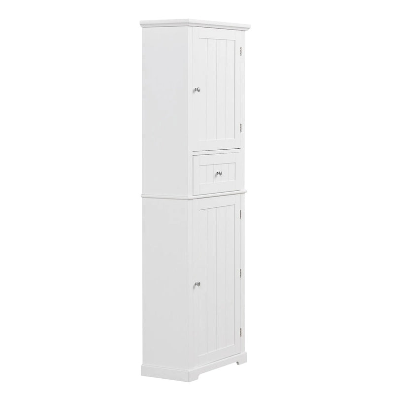 Tall Bathroom Storage Cabinet with Drawer and Adjustable Shelf