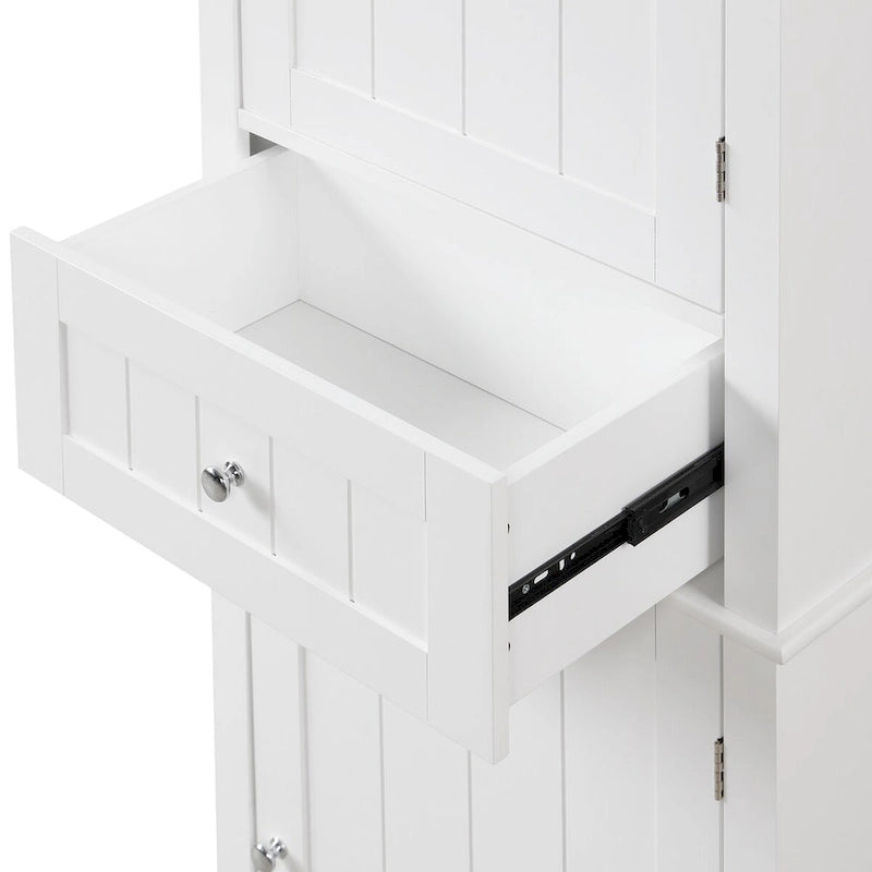 Tall Bathroom Storage Cabinet with Drawer and Adjustable Shelf