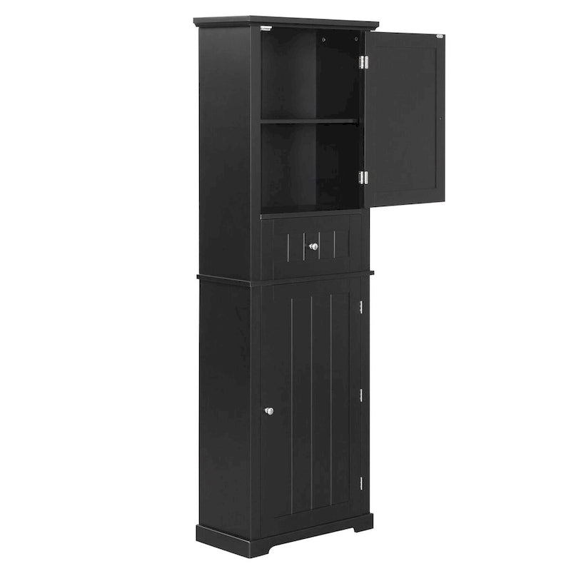 Tall Bathroom Storage Cabinet with Drawer and Adjustable Shelf