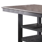 Counter Height Table with 2 Open Shelves, Dark Brown