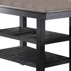 Counter Height Table with 2 Open Shelves, Dark Brown