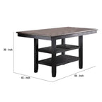 Counter Height Table with 2 Open Shelves, Dark Brown