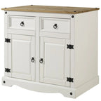OS Home and Office Furniture Model COW915 Cottage Series Wood Buffet Sideboard in Distressed White